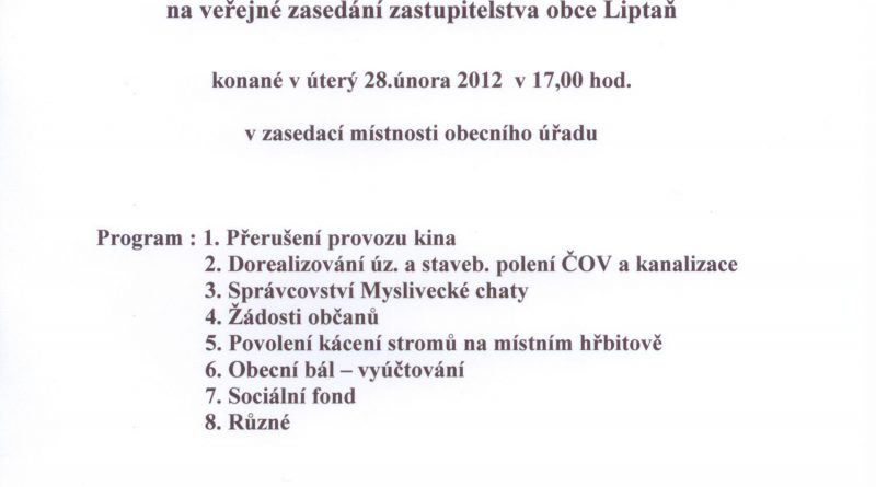 Pozvanka zastupitelstvo