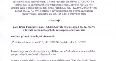 Vyhlaska o moznost prevzit pisemnost